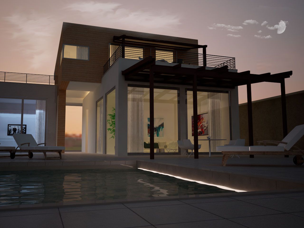 rendering esterno sera - studio agharti - bologna